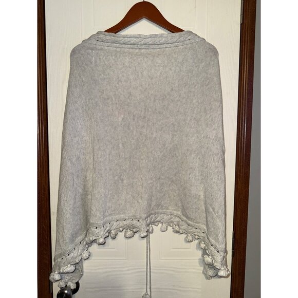 Lilly Pulitzer 100% Cotton Gray Sweater Shawl Poncho One Size - Picture 6 of 13